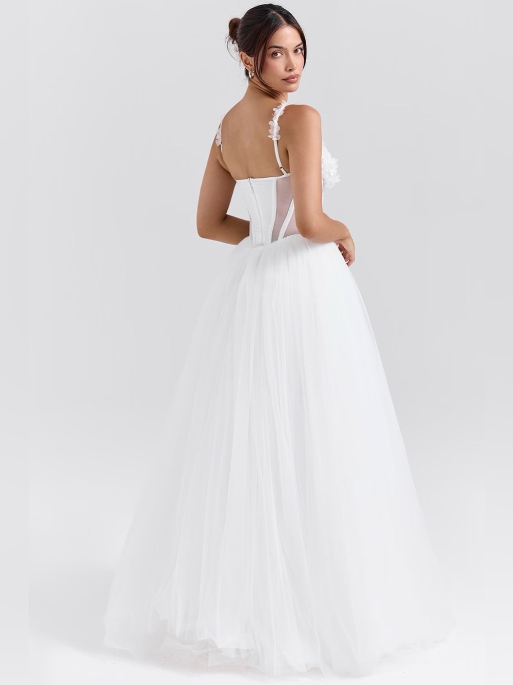 HOUSE OF CB 'Nathalie' White Floral Lace Tulle Bridal Gown NWOT - Picture 4 of 10